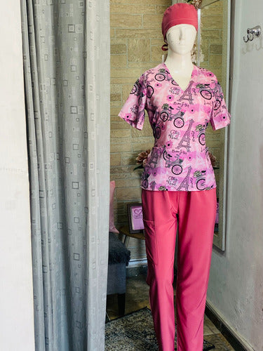 Modelo Nelida, filipina estampada y pantalon liso, tallas XS a 5XL