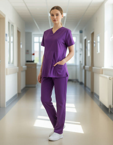 Scrub Quirúrgico de Maternidad  Modelo Dulce espera. tallas XS a 5XL Violeta Oscuro