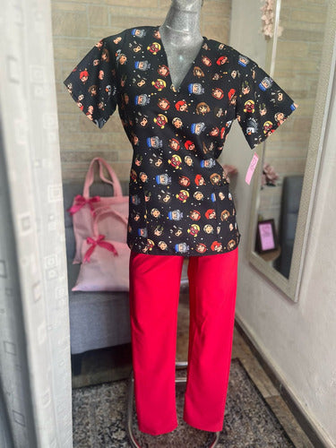 Modelo Nelida, filipina estampada y pantalon liso, tallas XS a 5XL