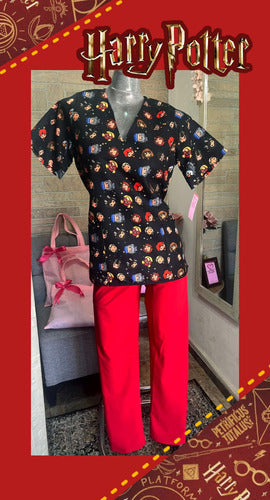 Modelo Nelida, filipina estampada y pantalon liso, tallas XS a 5XL